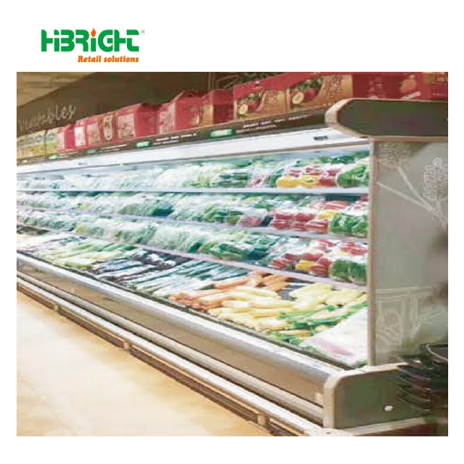 Environment Friendly Fruit Vegetable Display Cooler Refrigerator Commercial Chiller with Plastic Basket