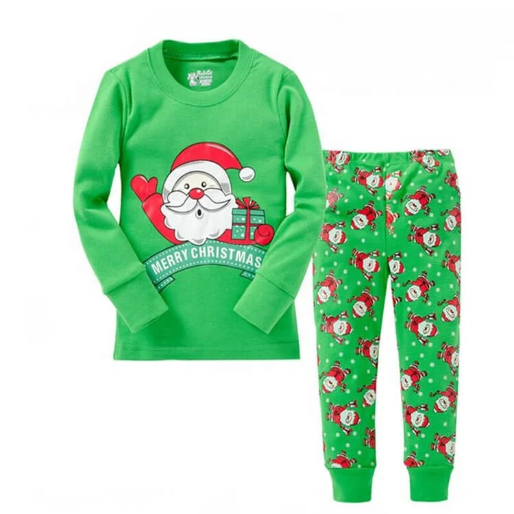 
Wholesale Winter Christmas festival design long sleeve baby matching outfit boys or girl outfit Christmas Pajamas 