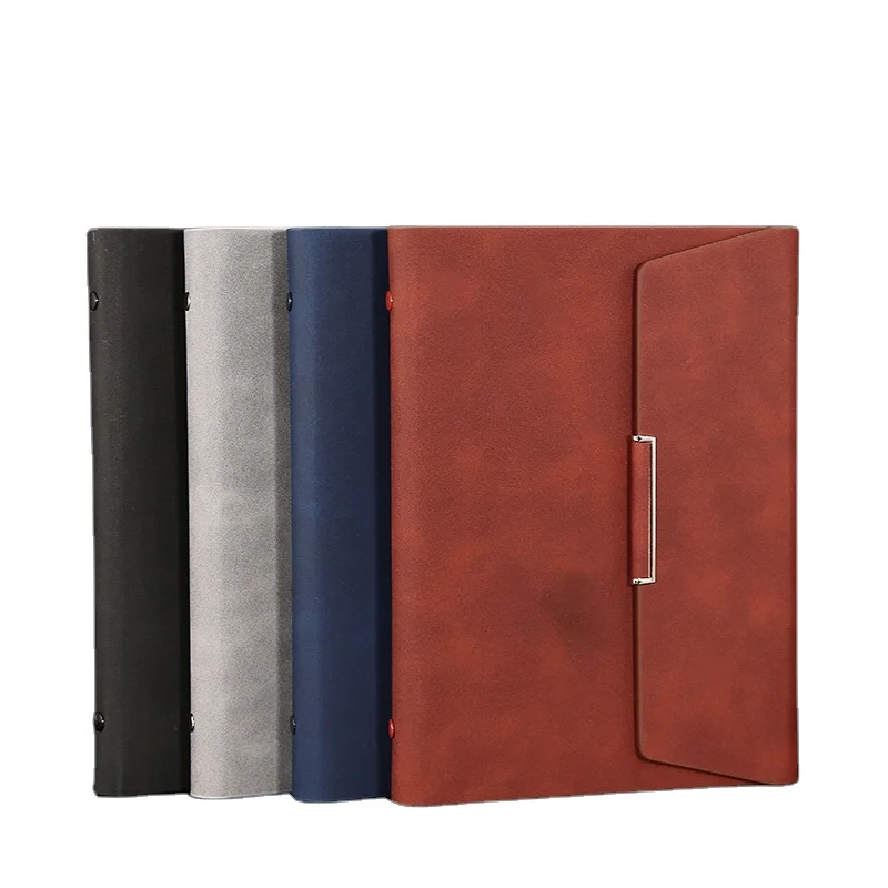 busine eco-leather leadership around buckle holder microfiber photo artificial rings kraft /notebooks pvc notebook leather faux