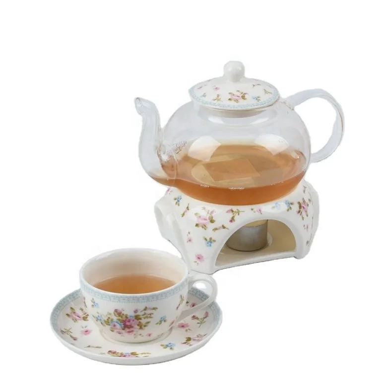 customized logo promotional gift heat resistant borosilicate glass tea cup pot coffee tea set