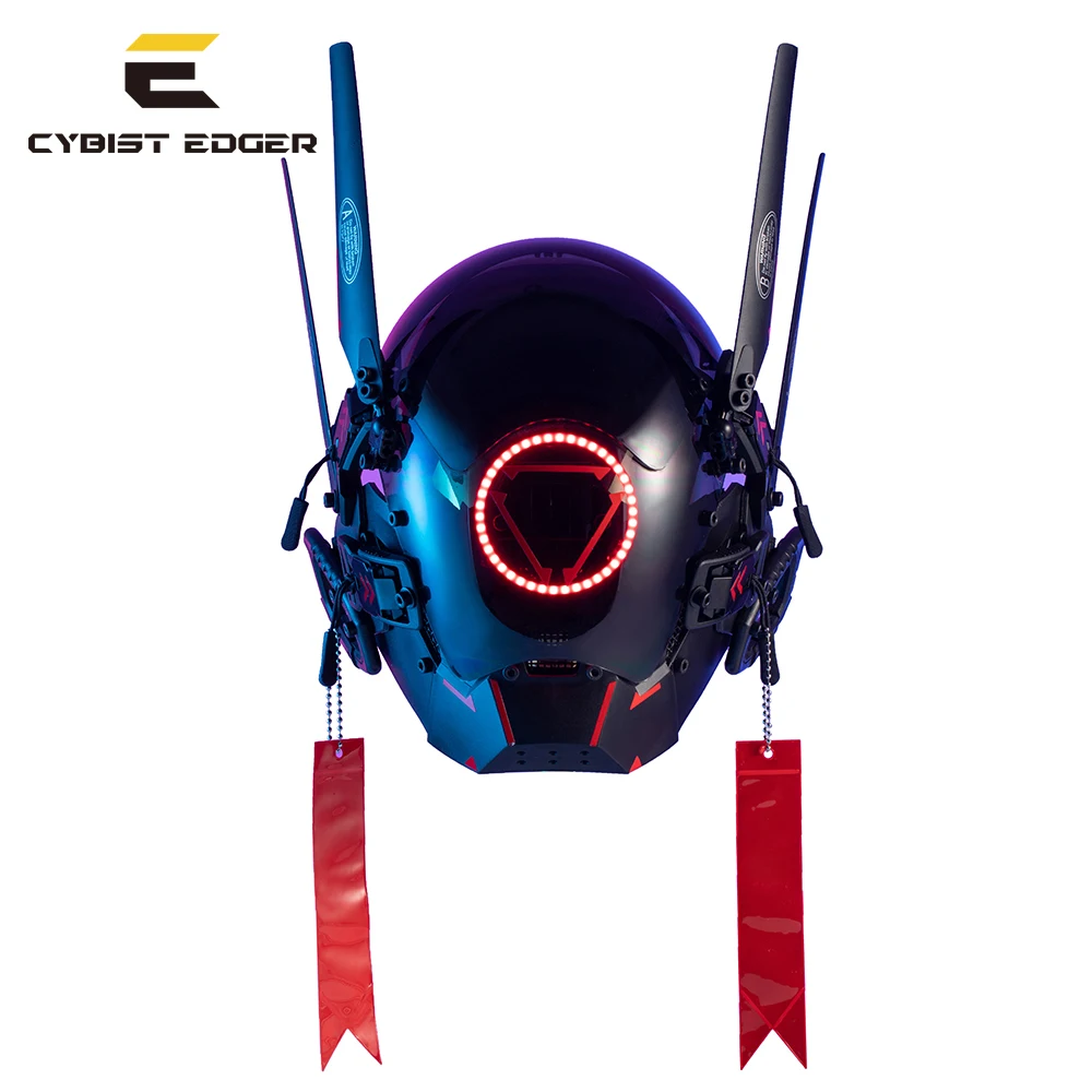 CYBER09 Glowing cyberpunk lightsaber transformed into role-playing Halloween masks futuristic jumping cool led party mask