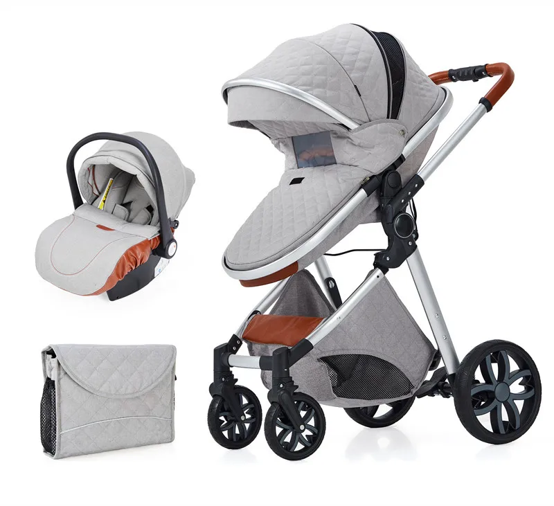 Luxury Baby Carriage Prams Travel System 4 Wheels Baby Stroller Pushchair 3 in 1 Baby Carriage