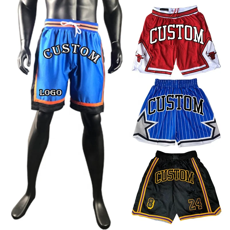 
Custom LOGO embroidery best basketball shorts wholesale 2021 blank mesh basketball team shorts design with pockets 
