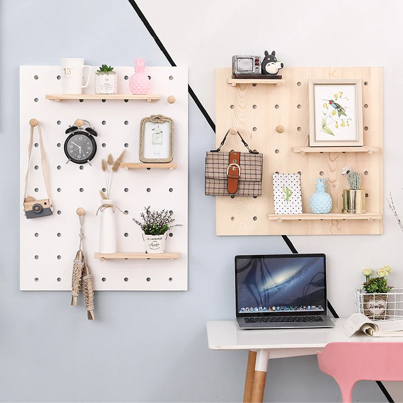
Simple and fashionable multifunctional solid wood hole board rack hole board shelf 