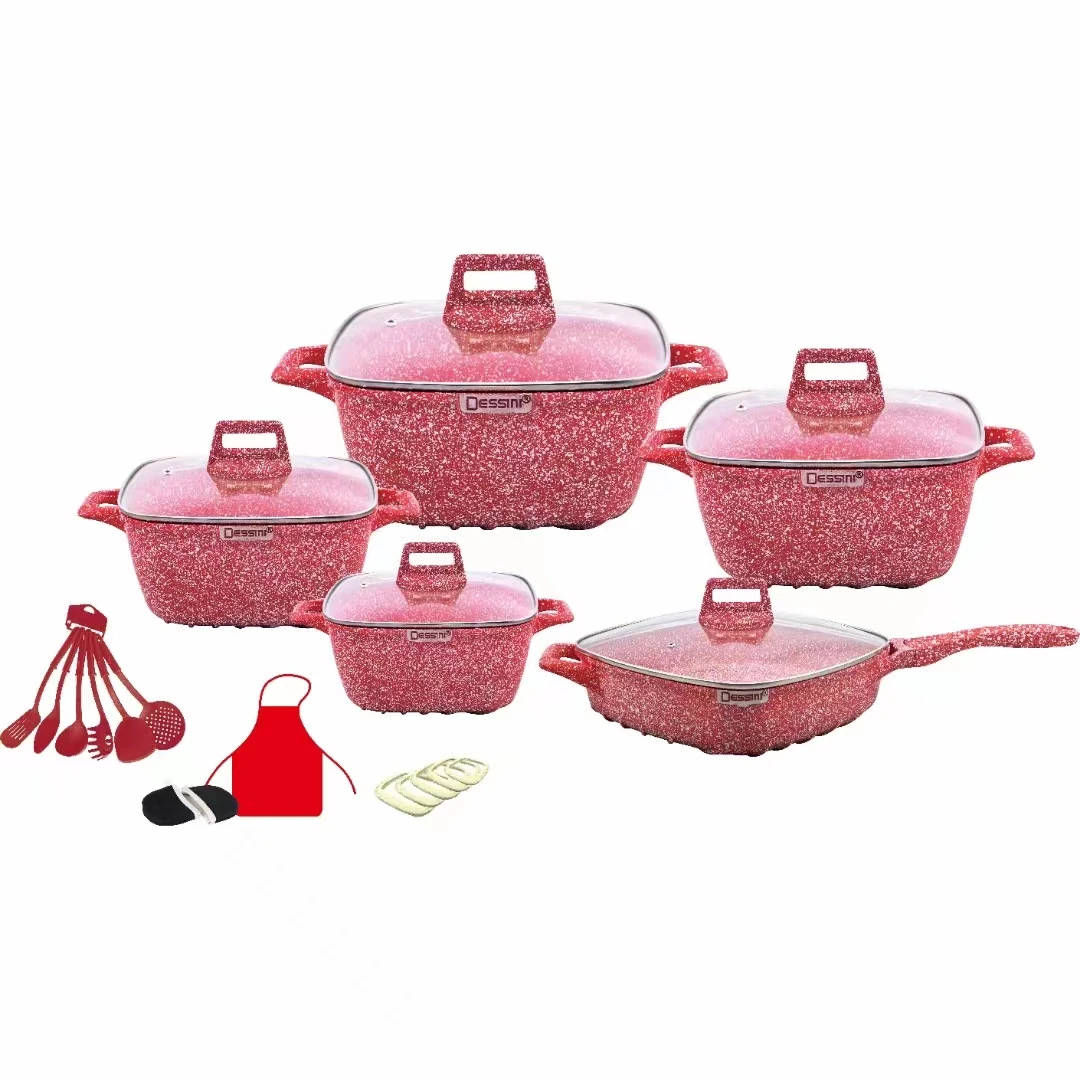 High Quality Snowflake Shape Kitchen Die-cast Aluminum Cookware Set Pan Non-stick Wholesale Granite Non-stick Pan Set