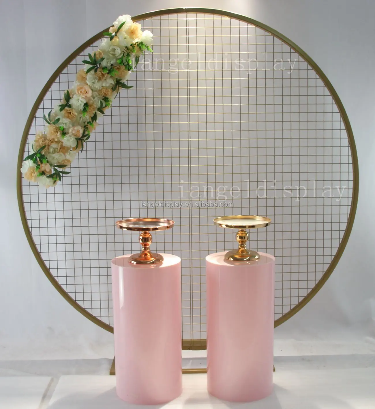 Iangel custom hot selling circular mesh wedding background display rack, suitable for wedding decoration, birthday party