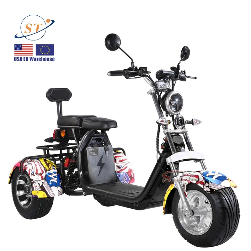 European warehouse citycoco 2000w electric motorcycle adult 3 wheel  60v 40ah battery electric scooters powerful adult