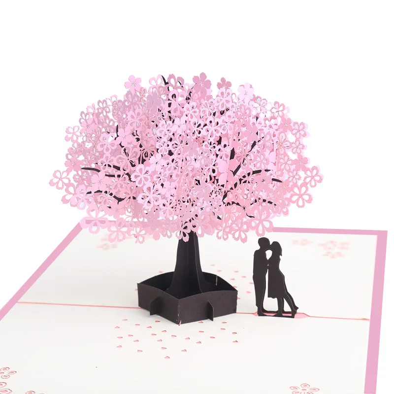 Cherry Blossom Pop Up Card Tree Pop-up Thank You Card Pink Tree Invitation Beautiful Greeting Card Postcard Hot Sale Product
