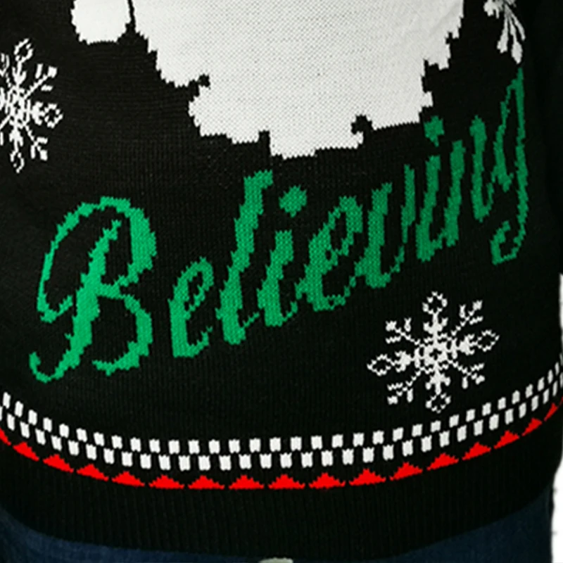 Оптовая продажа, вязаный пуловер на заказ, жаккардовый дизайн Санта-Клауса, недорогой Рождественский свитер, мужские свитера большого размера