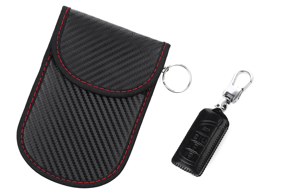 Car Guard Black 2 Pack Quality Carbon Fiber Car Key RFID Signal Blocking Pouch Faraday Bag Signal RFID Blocker