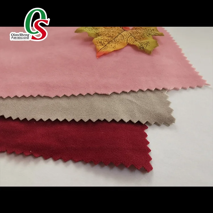 polyester flock material single side viscose velvet sofa warp knit microfiber suede fabric for shoe