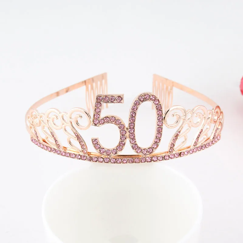 Crystal 30 40 50 years old  comb HAPPY Birthday Crown Tiaras