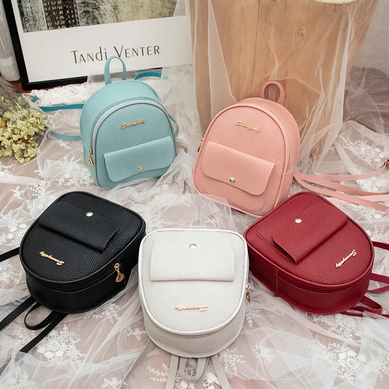 Teenage Girls small Female Phone Pouch Multi-Function Small Bagpack shoulder bag pu leather mini backpack women