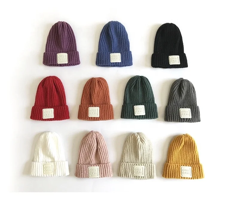 KENSHELLEY New Model Western Style Winter Beanie Hat Thick Wool Yarn Custom Beanie Pure Color Knitted Beanie Hats With Logo