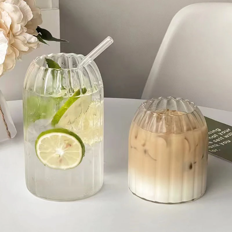 Ins Korean Style 500ml High Borosilicate Ice Cream Glass Cup Milk Tea Mug Clear Glass Cups Shot Glasses for Kitchen