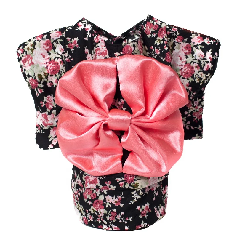 Japan Style  Flower Pet Clothes Dog Kimono with Big Bowknot Cat Pet Kimono