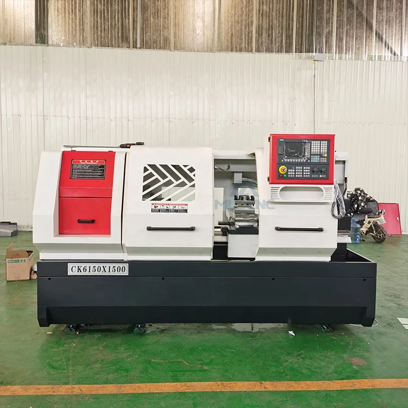 CK6150 horizontal flat bed 3 axis cnc lathe 6 tool with hydraulic chuck