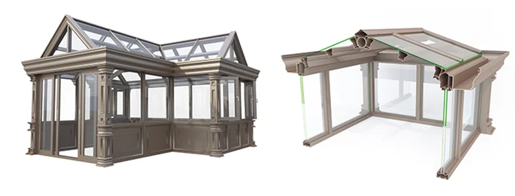 
Made in China anti-wind aluminum framed garden sunshine room glass room 
