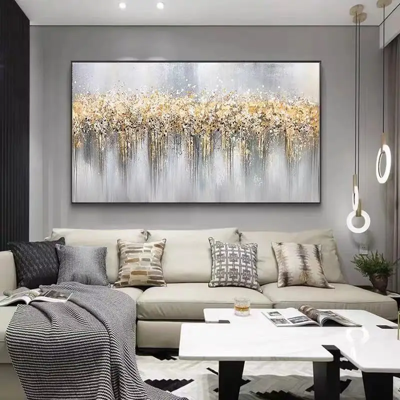 Hot Sale Hand painted Extra Large Wall Art Decor Modern Art Acrylic Star Gold Foil Abstract Oil Painting On Canvas Wholesale