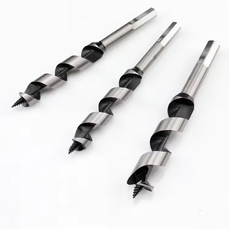 High Carbon Steel 25mm Hex Wood Auger Drill Bit Deep Boring Center Woodworking Drill Bit Black Oxide Finish Customizable OEM