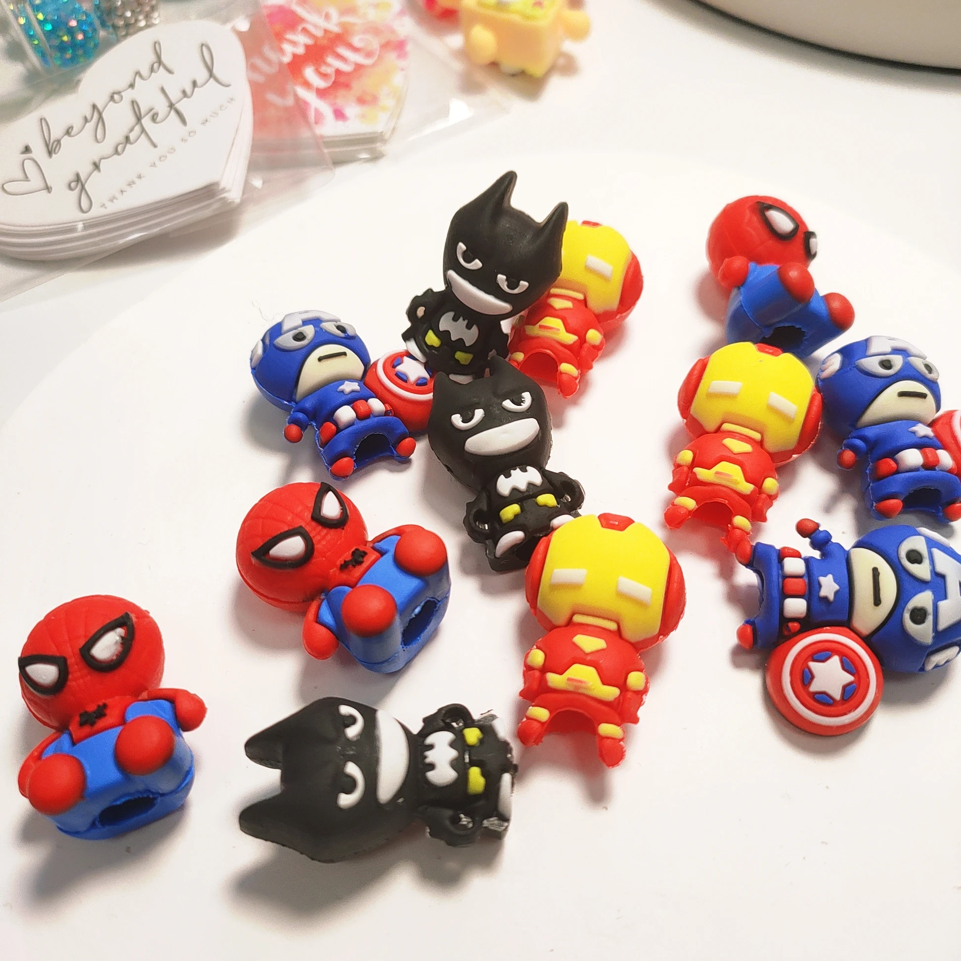 New Arrival DIY Custom Soft PVC Pen Cap 3D Cartoon Superhero Silicone Pencil Cover Ornament 2D Jewelry Making Toys