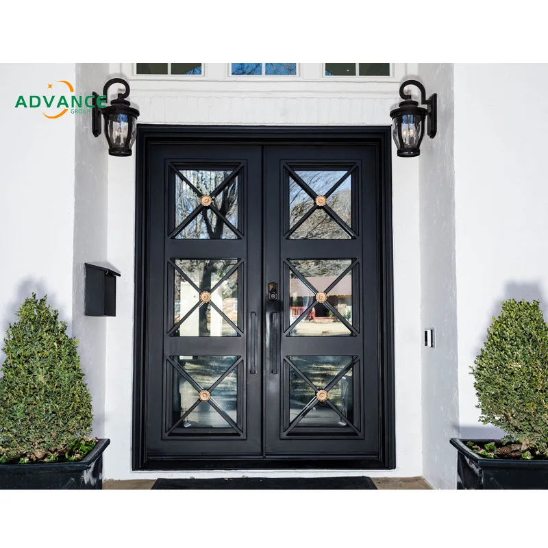 Exterior iron doors entrance wrought iron double door