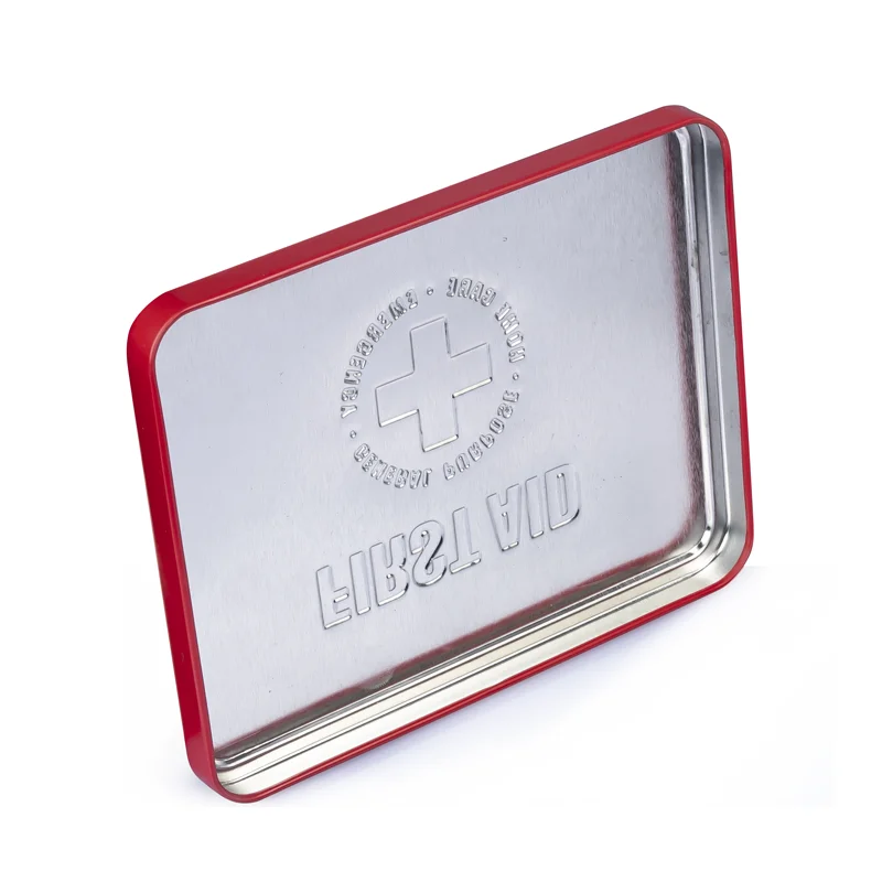 Factory In Stock Red Army Green Rectangular Square Medical Storage Tins Case Band Aid Tin Box Custom Metal Tin Box For Firs