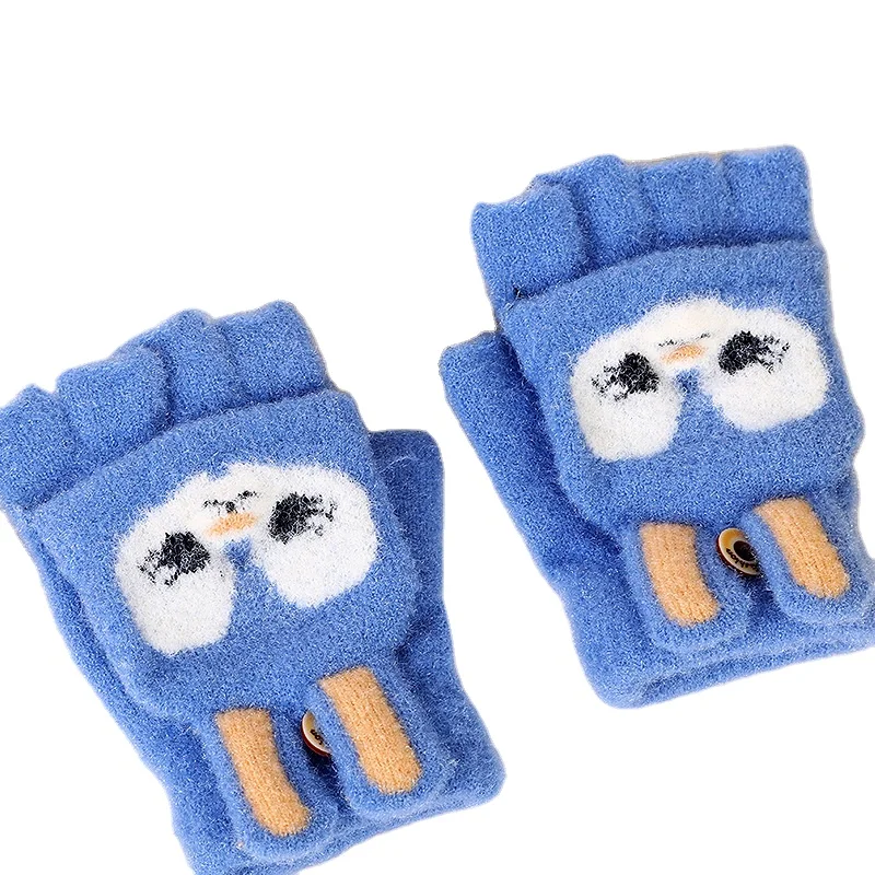 Новый зимний мультяшный кролик Детские теплые домашние задания для студентов бархатные перчатки с открытыми пальцами