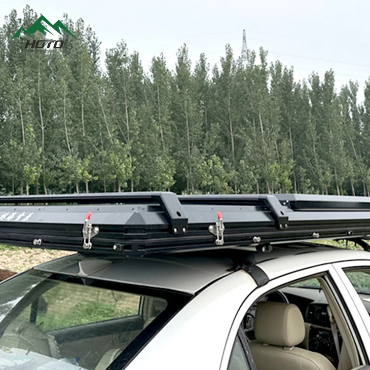 HOTO new design model rooftop tent aluminum hard shell z shape canvas slim tent box family car roof top tent for sale