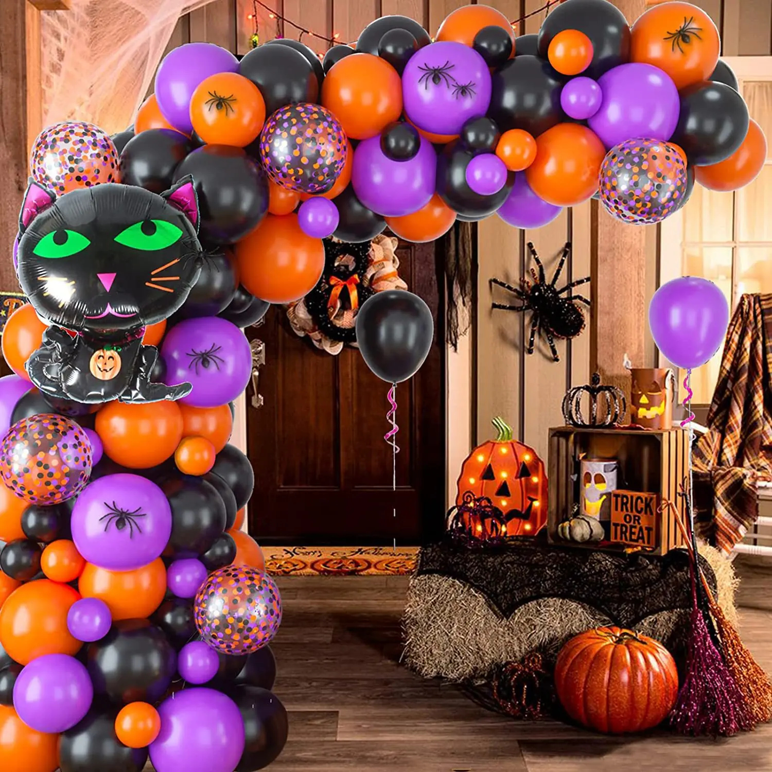 Halloween Balloon Garland Arch Set Bat Spider Halloween Balloon set Holiday Balloon Decoration Supplies