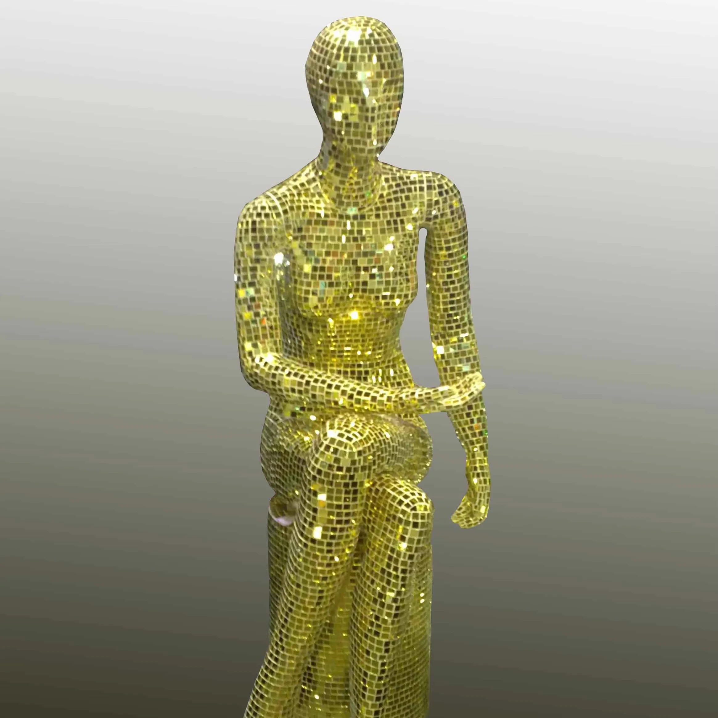 Custom Made Life Size Human Statue Realistic Hand Craft Mirror Disco Mosaic Shinny Animal Pop Art Modern Human Artwork Sculpture