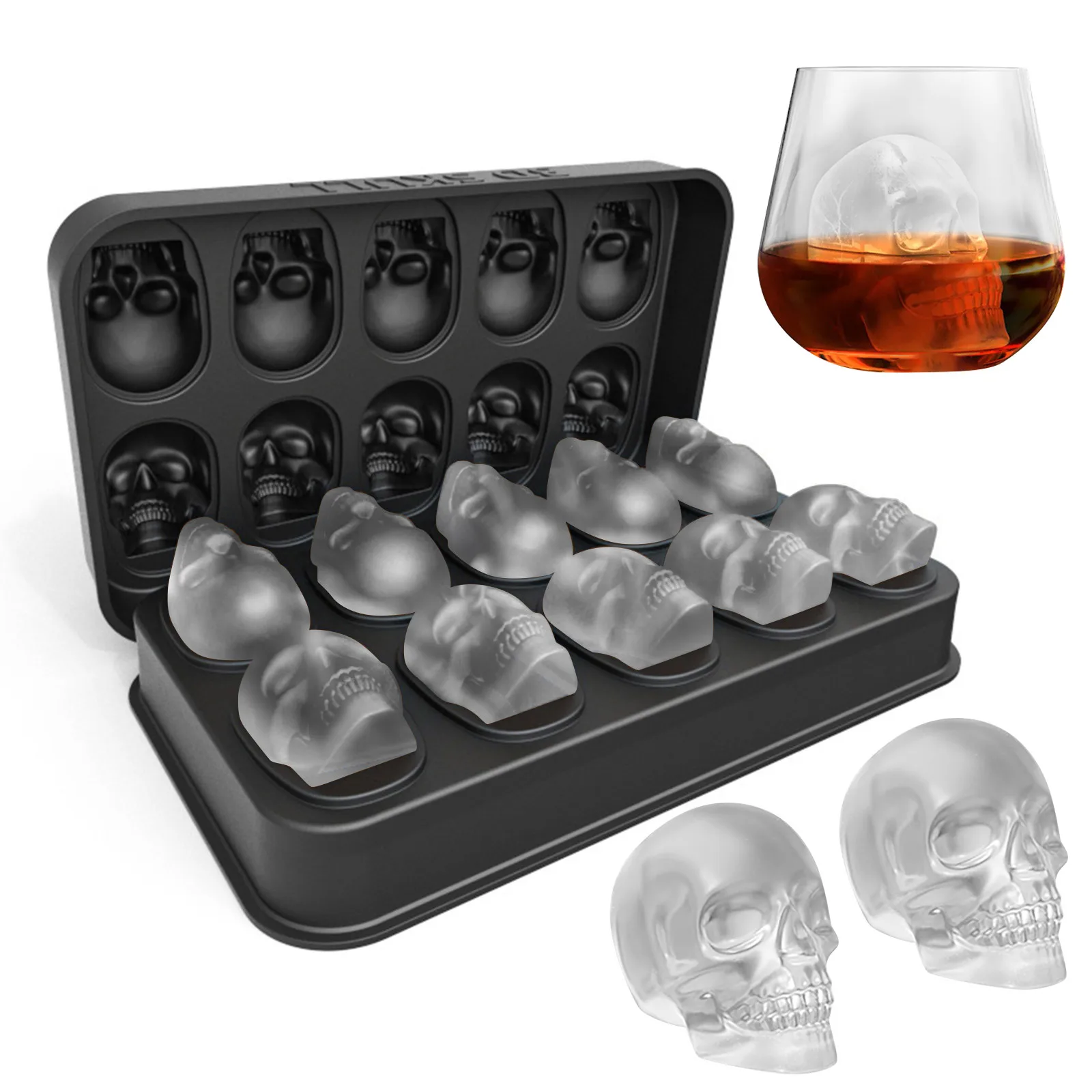 Wholesale Resin Silicon Mold Ice Cube Trays Silicone with Lids Ice Cube Molds for Whiskey Storage Cocktail