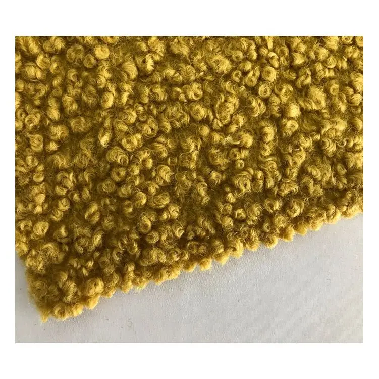 Customized color 100% polyester boucle knit wool look polyester fabric