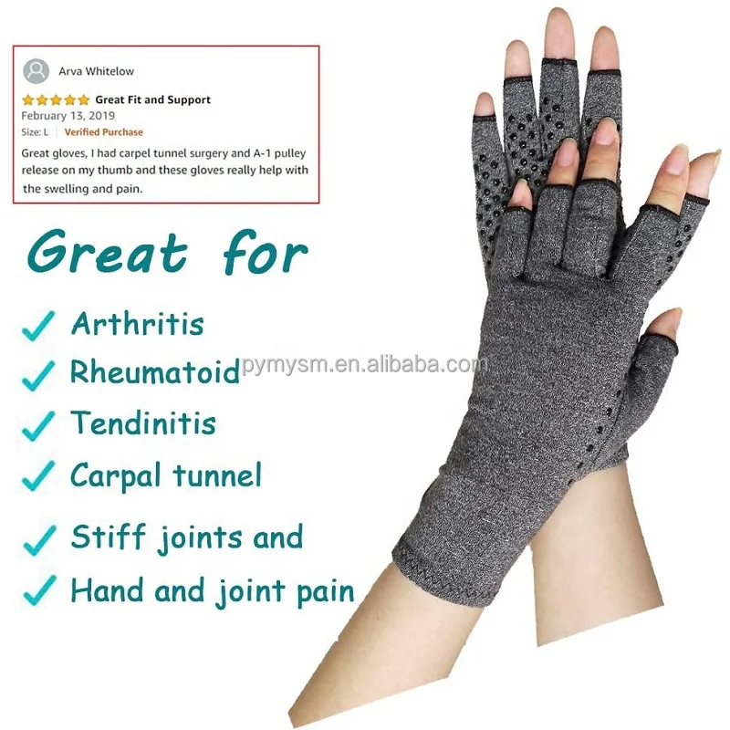 Breathable Cotton With PVC Dots Anti Slip Relief Hand Pains Ease Swelling Arthritis Compression Gloves