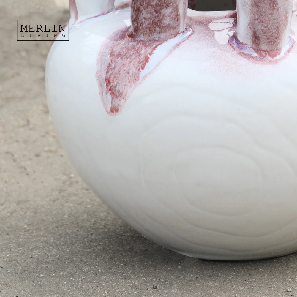 Merlin Living handmade Ceramic vase for home decor table vase glazed white vase Chaozhou Ceramic Factory OEMODM Custom