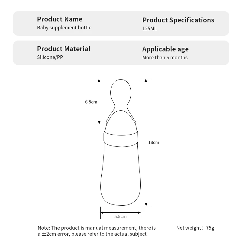 Manufacturer Custom BPA Free Infant Nursing Food Grade Silicone Feeder Fresh Food Training Baby Feeding Bottle With Spoon