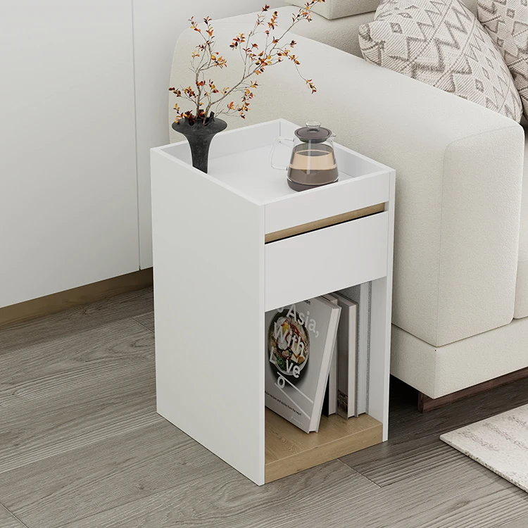 One-Drawer Wood Side Table Villa indoor Hotel Versatile sofa side Table MDF with painting for Living Room Storage Home Furniture