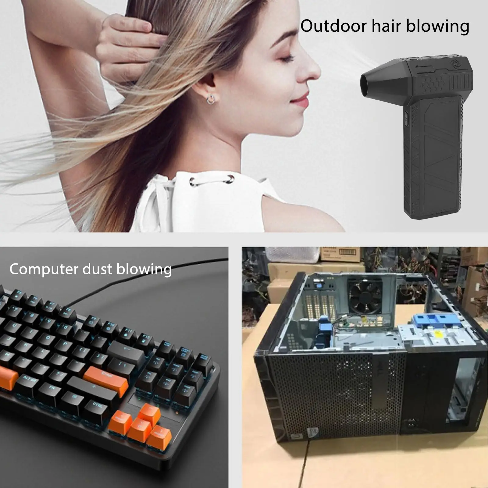 Electric Turbo Violent Jet Fan 4000mah Power Battery with Flashlight x3 violent blower mini turbo jet fan handheld for car