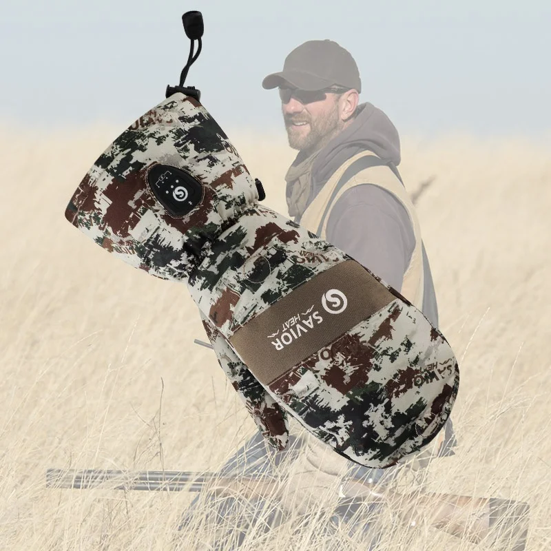 SAVIOR Camouflage Hunting Protective Outdoor Gear Winter Warm Waterproof Leather Decoy Gloves Bow Heated Hunting Gloves