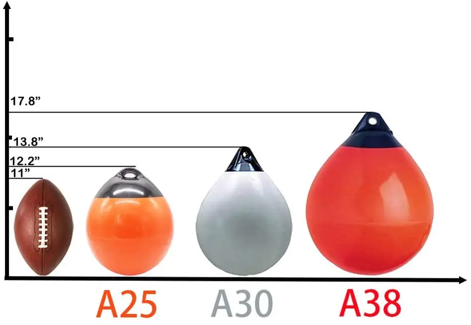 25 x 30cm/ 9.8 x 11.8 inch (L x W)  Marine Round Boat Fender Bumper Dock Shield Mooring Protection Premium  Bumper Fenders Buoy