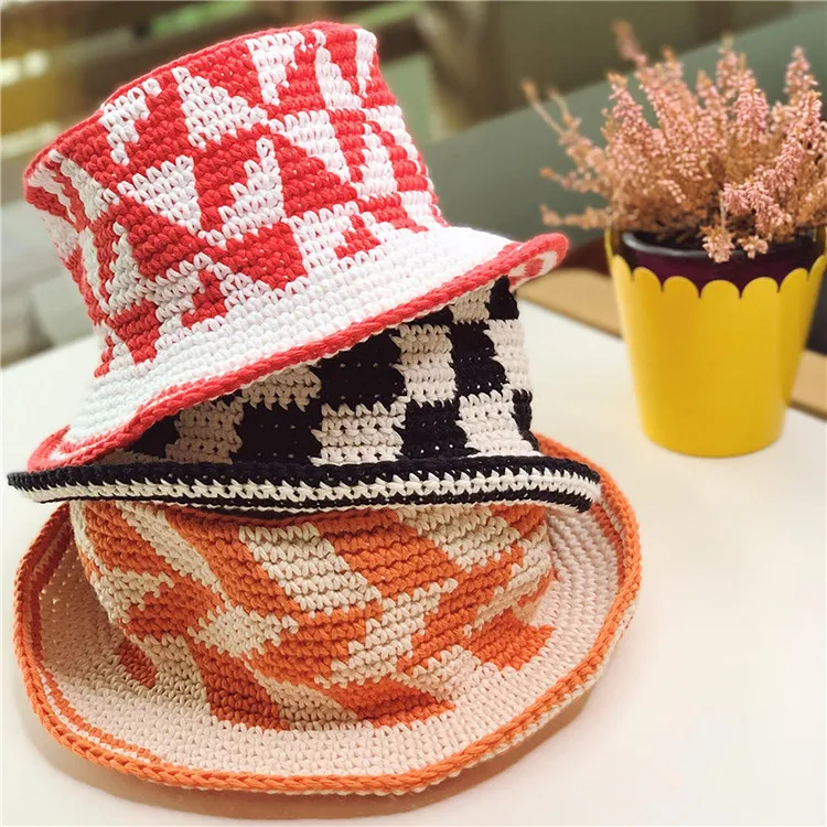Customizable Cheap Breathable Solid Color Light Board Short Brim Knitted Bucket Hat Handmade Crochet Bucket Hat