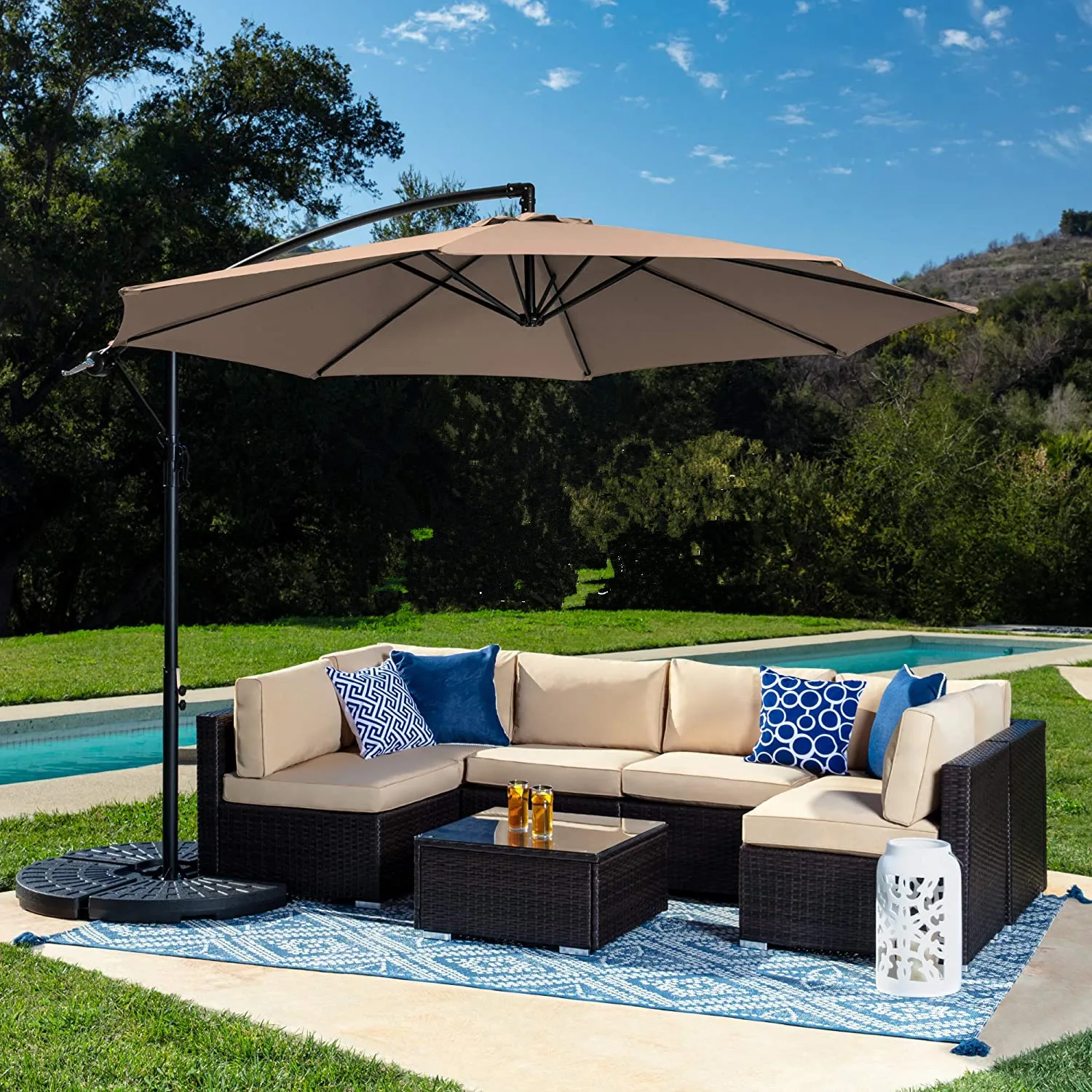 100% Rust Resistant Wind Resistance Outdoor Beach Aluminium Cantilever Patio Heavy Oem Umbrella