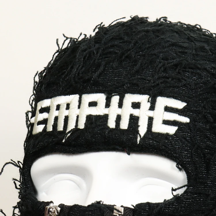 Wholesale Balaclava Custom Logo Distressed Ski Mask Balaclava Designer Winter Knit Full Face Cover