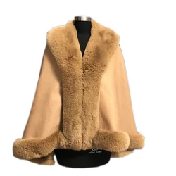 Wholesale Sample Available Super Unique Design Fancy Quality Wool Adult Fleece Fur Winter Ponchos for Women