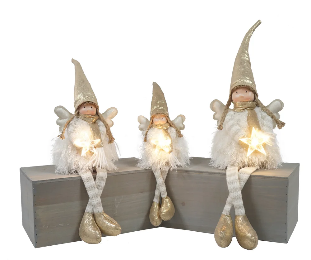 Wholesale Home Indoor Desk Decor White Color Plush Standing Fairy Girl Angel Doll Christmas Ornaments Stuffed Angel Doll