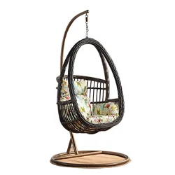 Outdoors Rattan Swing Chair Hanging Egg Shaped for Adult Indoor Balcony Furniture Single Plastic Egg Chair with Cushion Pillow