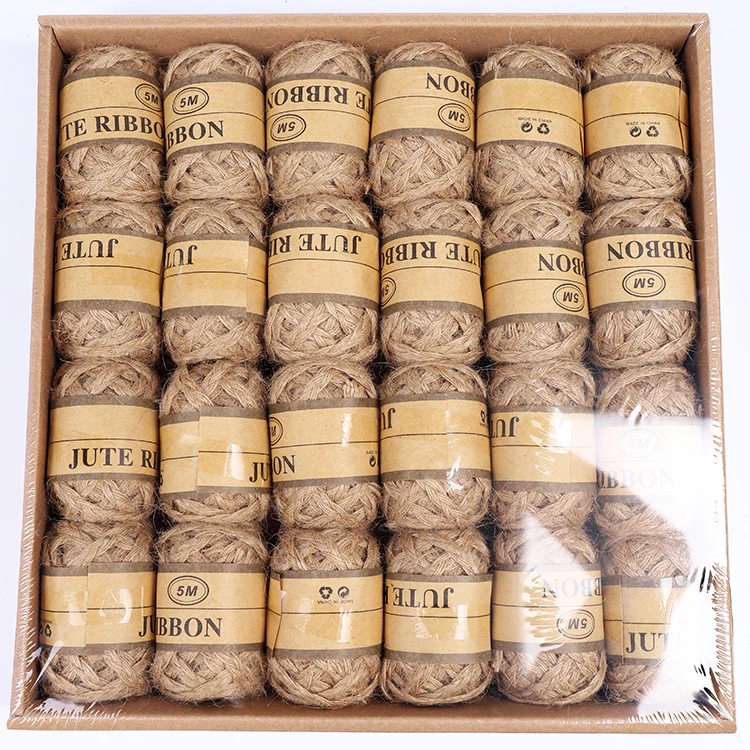 Wholesale 16 Designs 24 Rolls/box Colored Natural Jute Twine String Rope for Gift Packing and DIY Arts