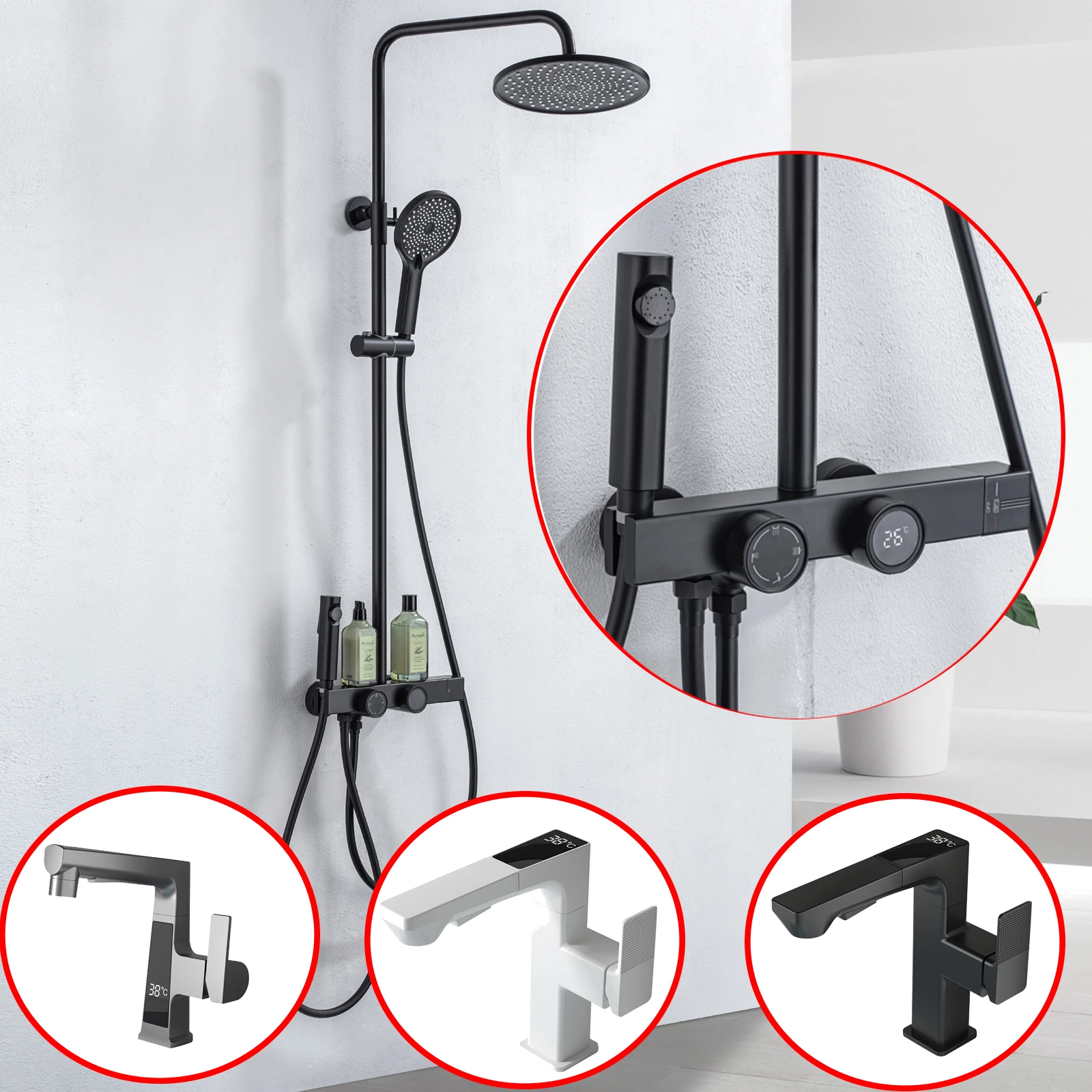 bathroom shower faucet /Basin Faucet mixer Brass faucet Bathtub shower system thermostatic mixer thermostatic shower sets