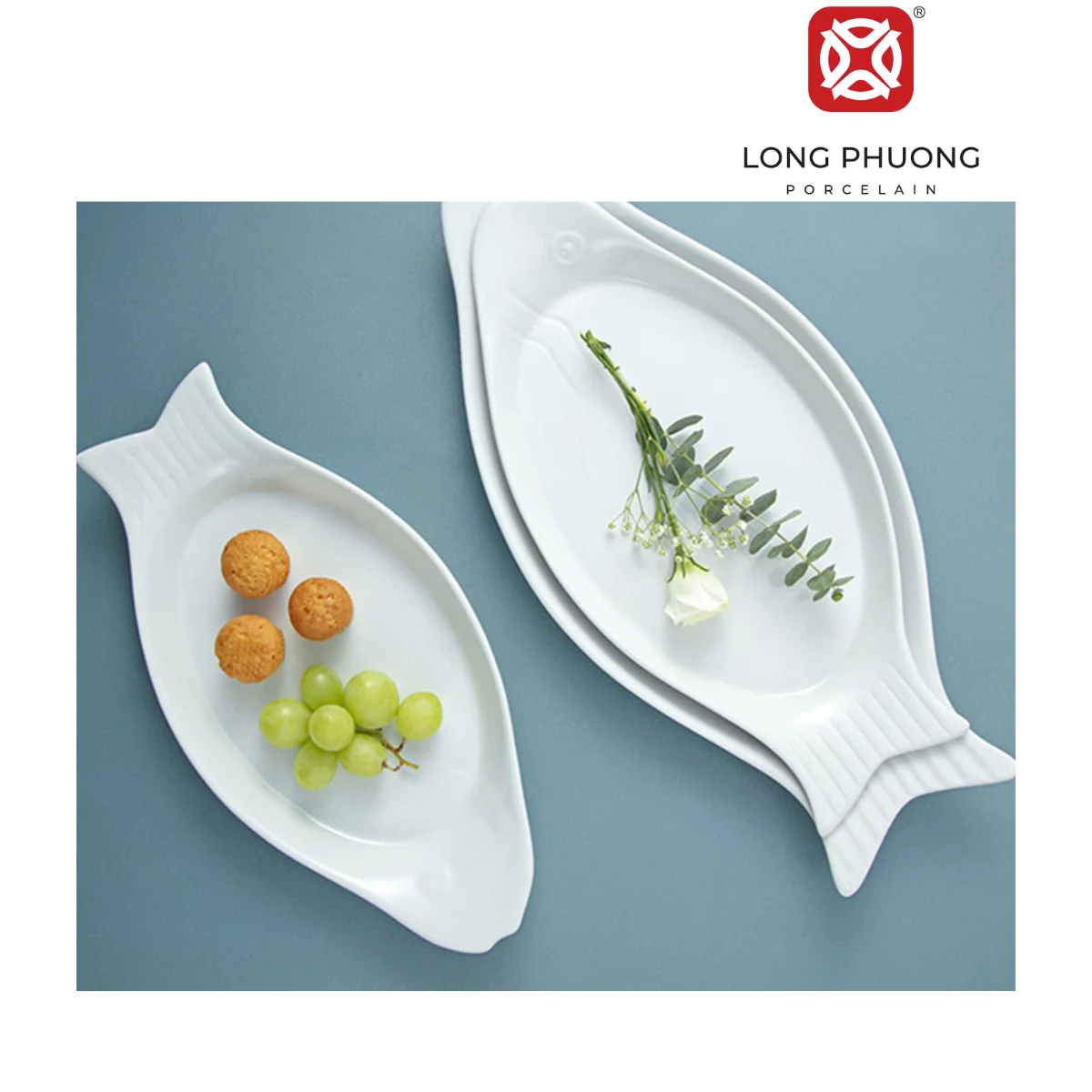 Wholesale Unique Fish Shape Ceramic Plate Customized Sizes Serving Salad Decoration Hotel/Restaurants/Kitchen