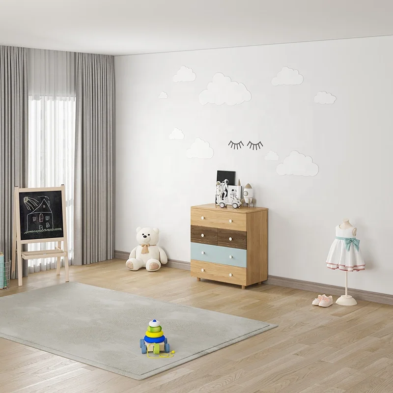 Wholesale Customized boy or girl kids children bedroom furniture beds wood kids bed Set with 3-door wardrobe desk and bed